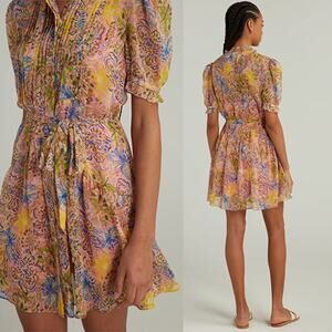 NWT Saloni Orchard Blush Penny Orchard Blush Short Sleeve Belted Mini Dress